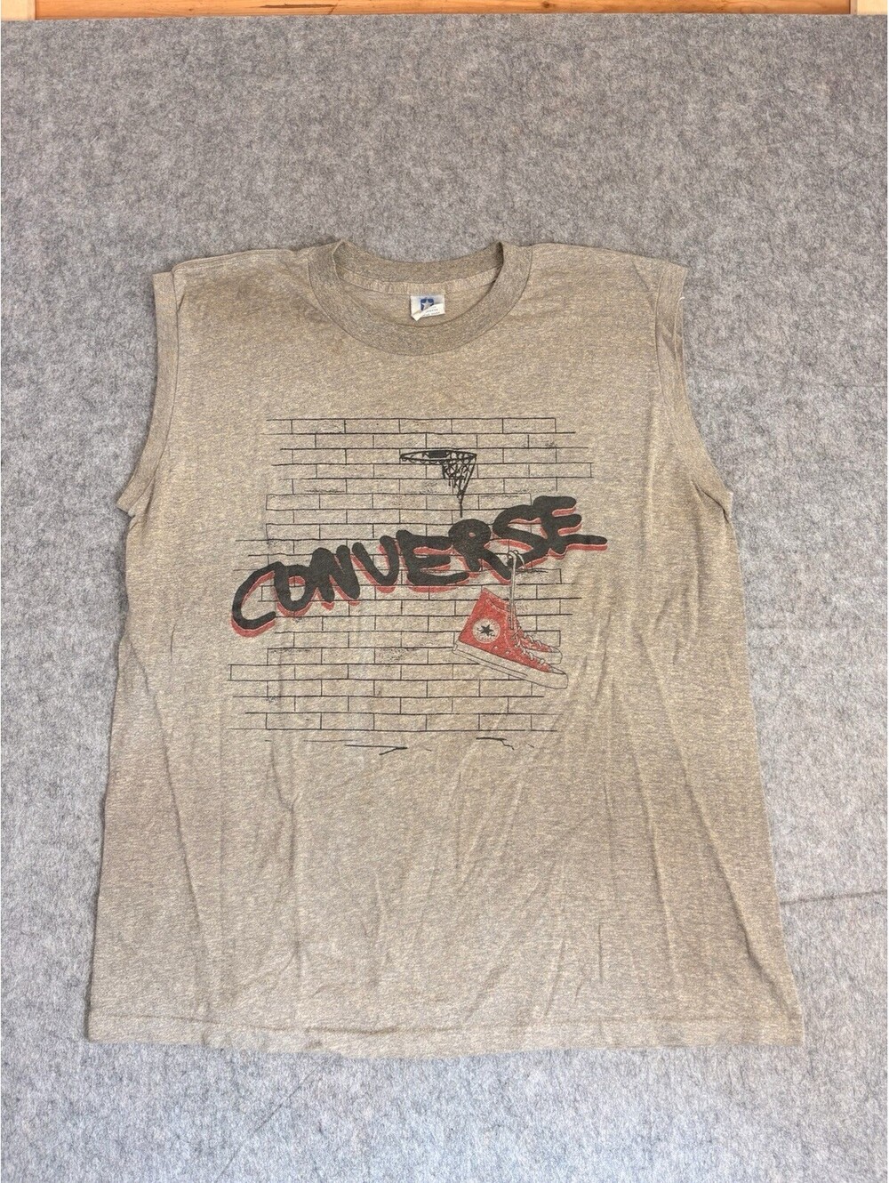 Vintage Converse Chuck Taylor Shirt XL 1980's USA Made Shoes Tank Top Graphic